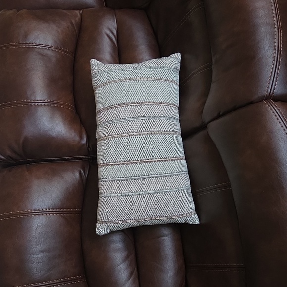 Gray, Olive and Brown Patterned Throw Pillow - Picture 2 of 6